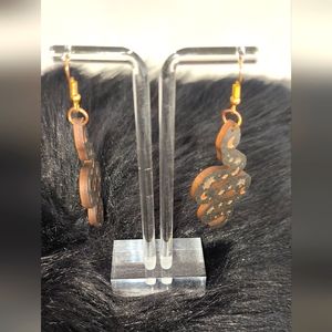 Wooden snake earrings